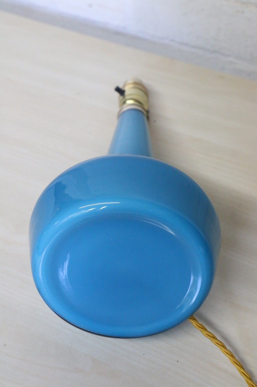 Table Lamp Original Holmegaard 1960's Danish Glass Blue Lamp Le Klint Era photo vinterior
