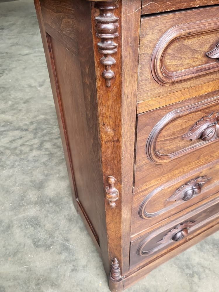 Antique 2 Over 3 Chest Of Drawers Carved Fruit Handles photo Furniture