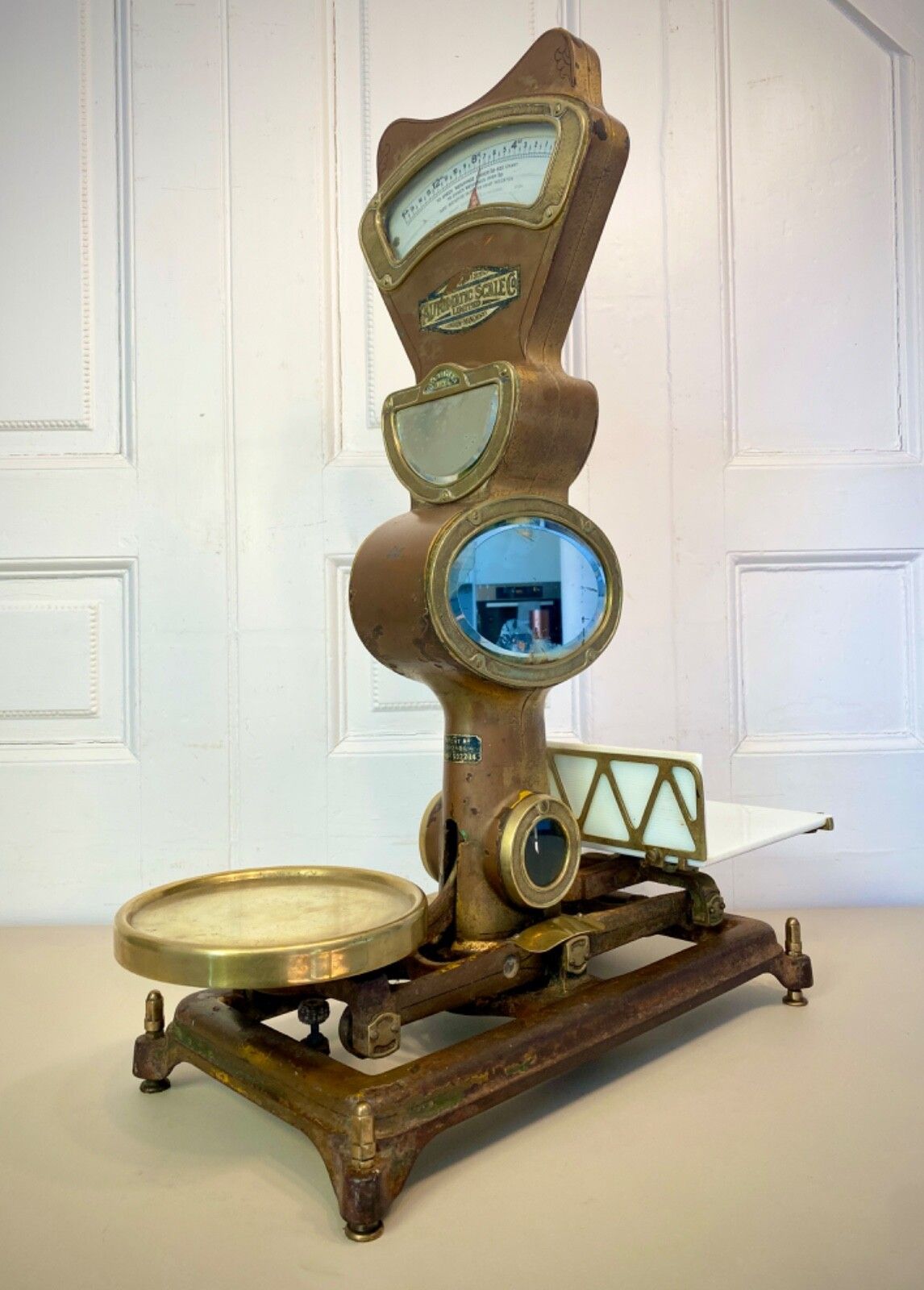 Antique Large Brass Grocers Shop Counter Scales By 'The Automatic Scale Company'