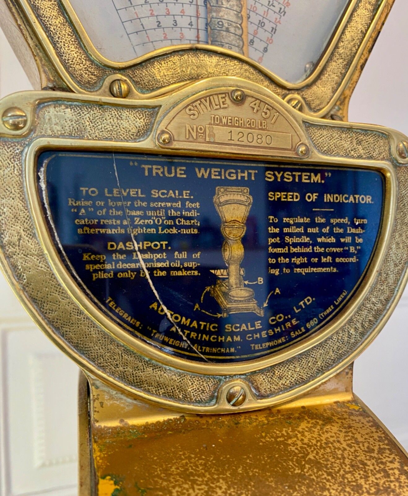 Antique Large Brass Grocers Shop Counter Scales By 'The Automatic Scale Company' photo vintage