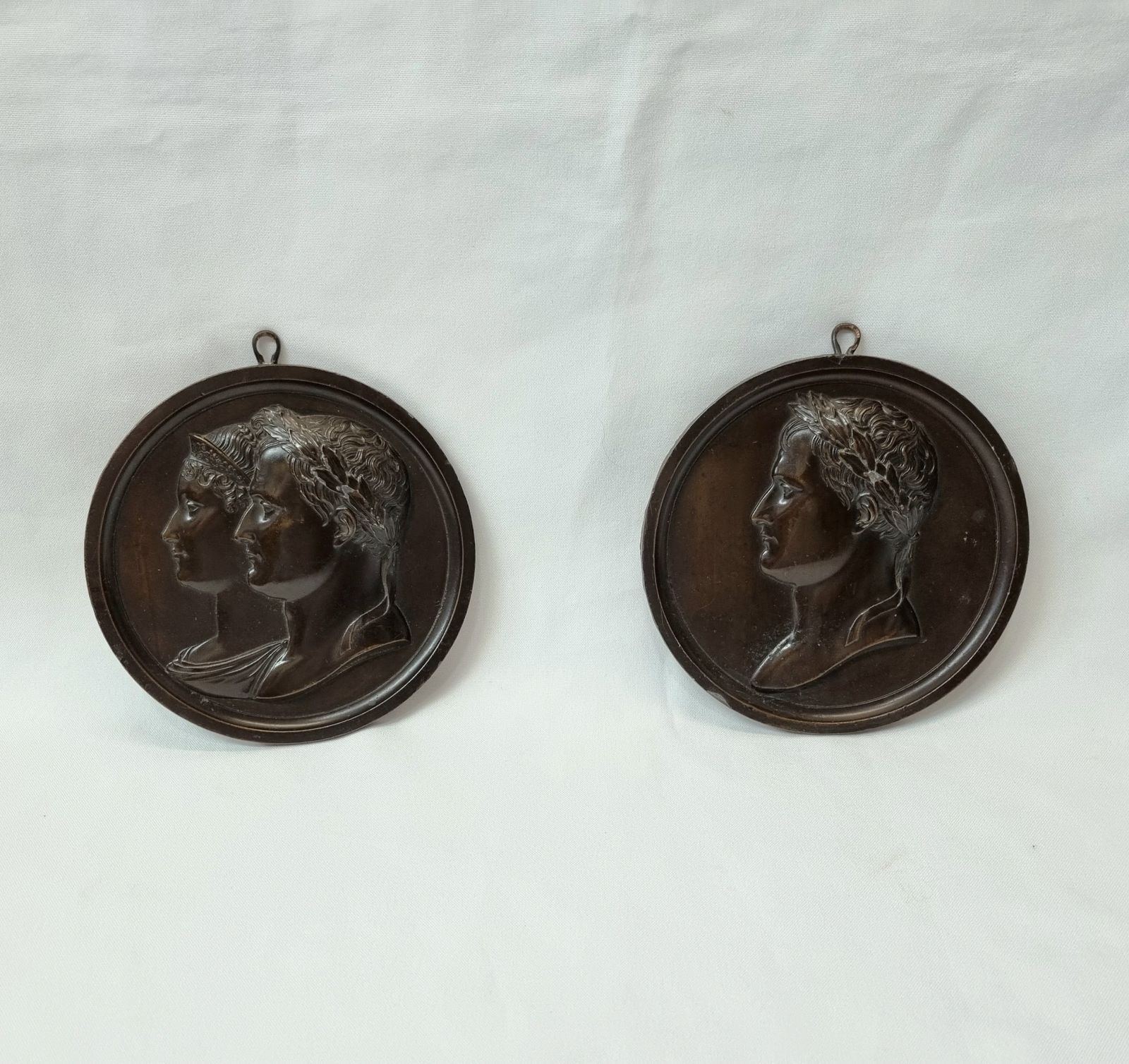 A Fine Early 19th Century Pair Of Beautifully Cast Bronze Wall Hanging Plaques Of Napoleon Bonaparte And Marie Louise, Empress Of France. photo buy