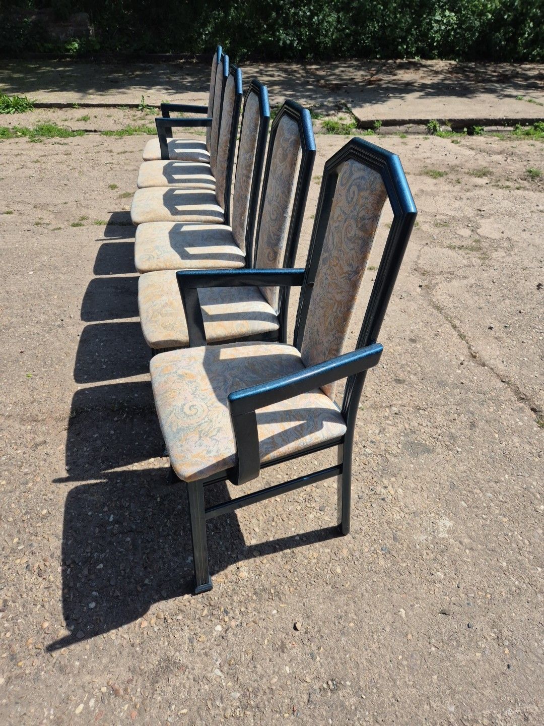 Set Of 6 (2 Carvers) Blue Marble Effect Wooden Framed Dining Chairs By Caxton photo 120.0