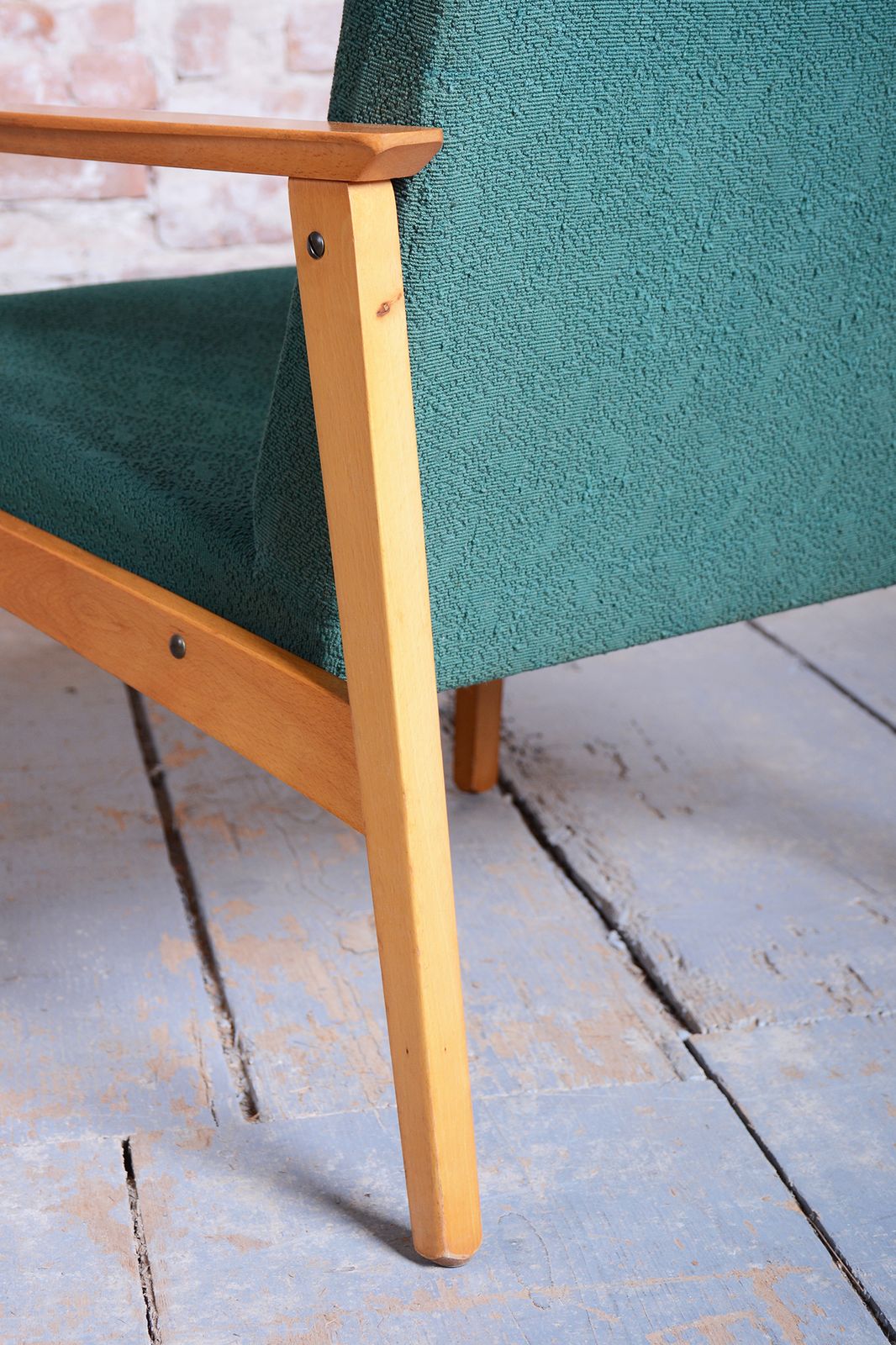 Pair Of Restored Mid Century Armchairs, By Jitona Soběslav, Beech, Czech. 1960s photo buy