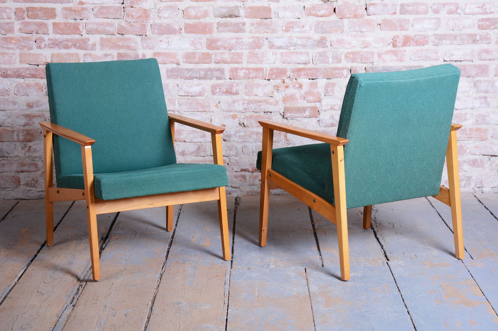 photo furniture Pair Of Restored Mid Century Armchairs, By Jitona Soběslav, Beech, Czech. 1960s