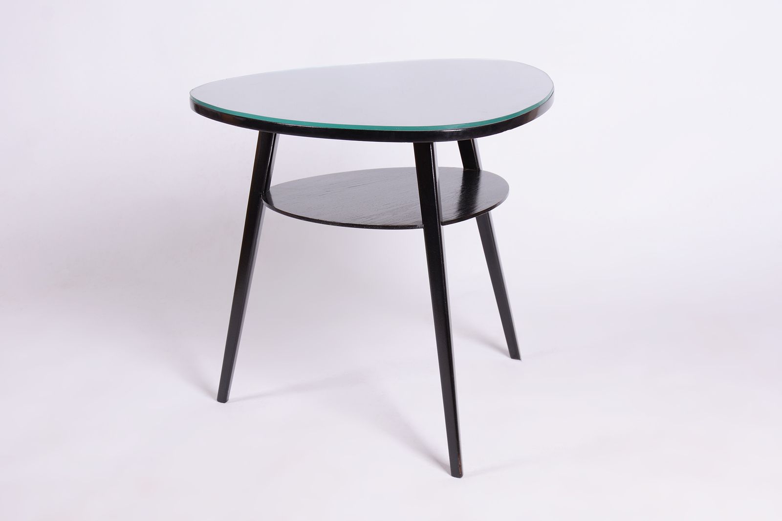 Restored Mid  Century Coffee Table, Beech, Oak, Glass, Polish, Czech, 1950s