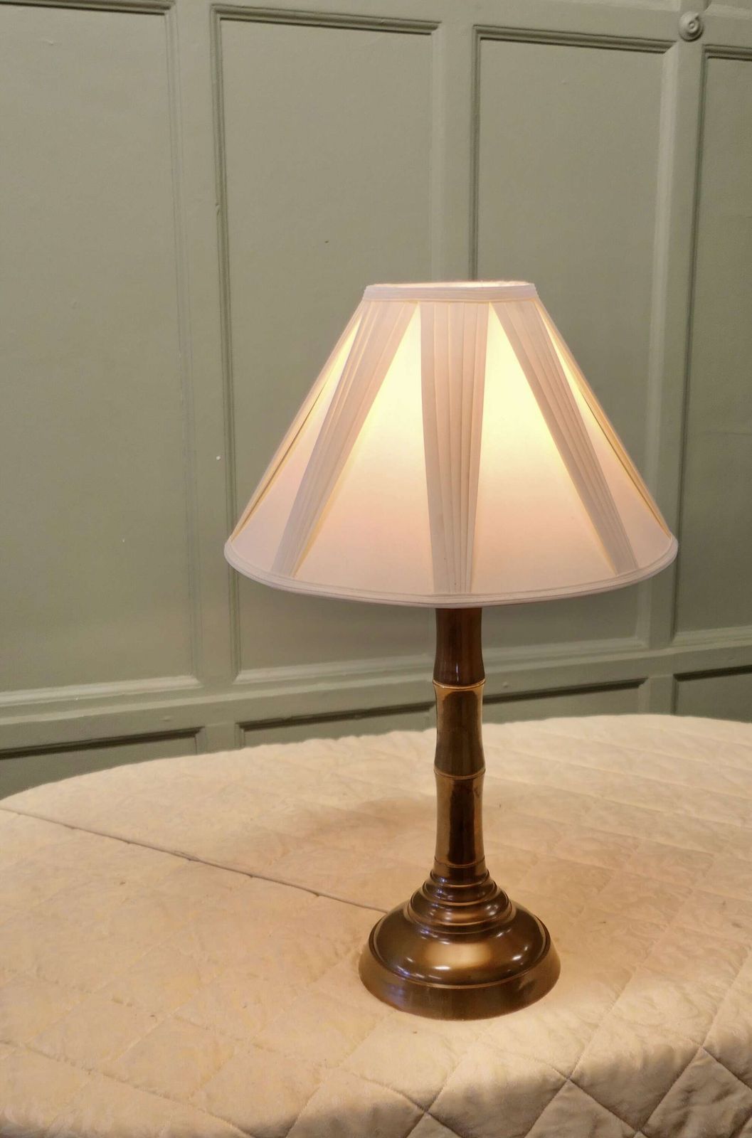 Simulated Bamboo Brass Table Lamp photo for sale