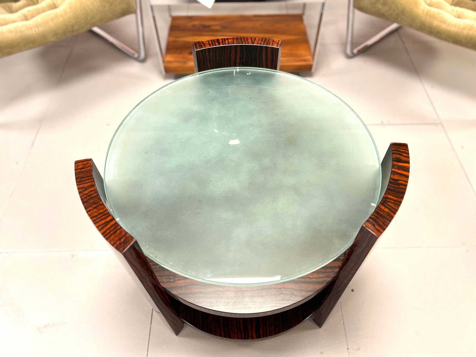 Vintage Maccassar Wood & Glass Occasional Table photo Furniture
