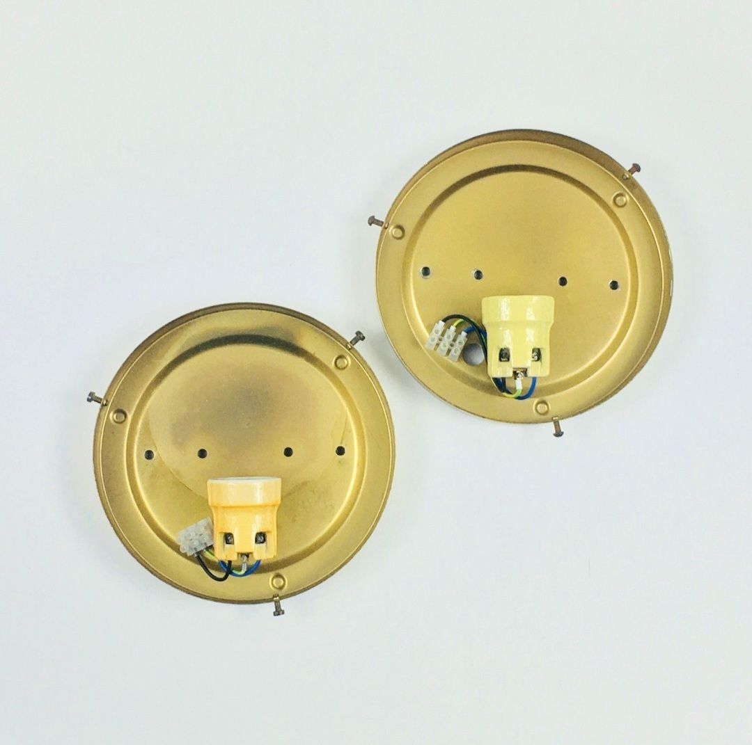 photo for sale Pair Of Mid Century Amber Bubble Glass Wall Lights By Helena Tynell For Limburg, Germany, 1970s
