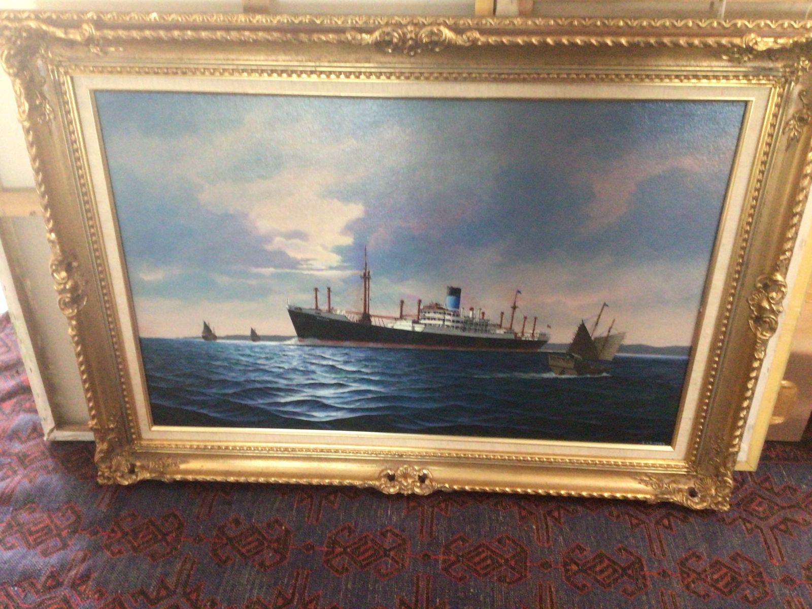 John Cromby Liverpool Artist Oil On Board Ss Cyclops In Far Eastern Waters photo for sale
