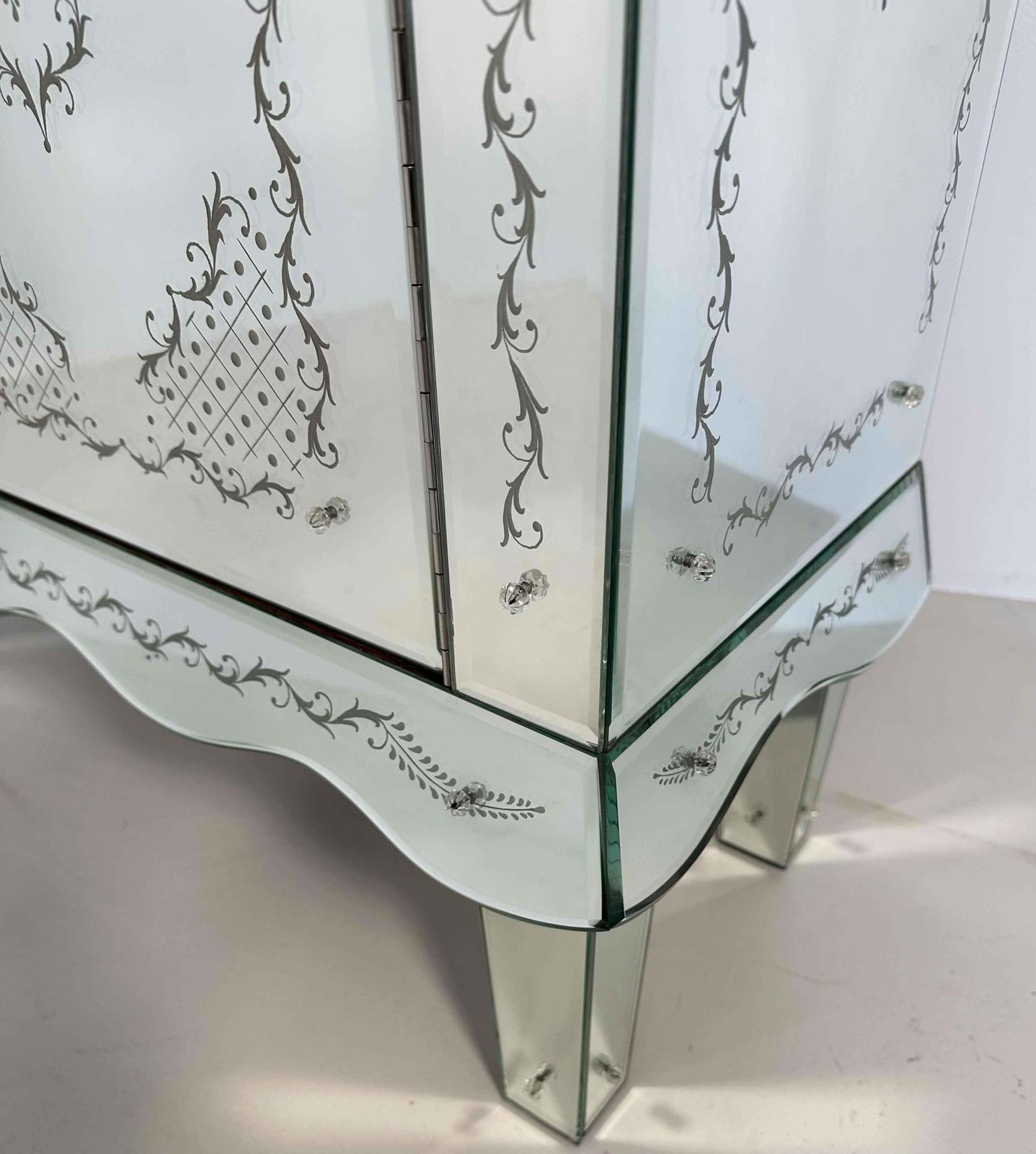 Italian Engraved Murano Glass Mirror Cabinet, Art Deco Style photo buy