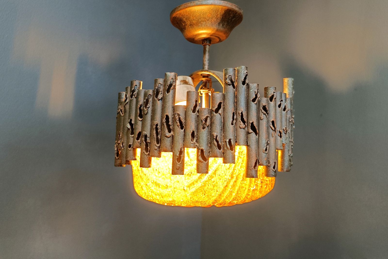 Brutalist Pendant Lights By Marcello Fantoni, 1960s photo Lighting