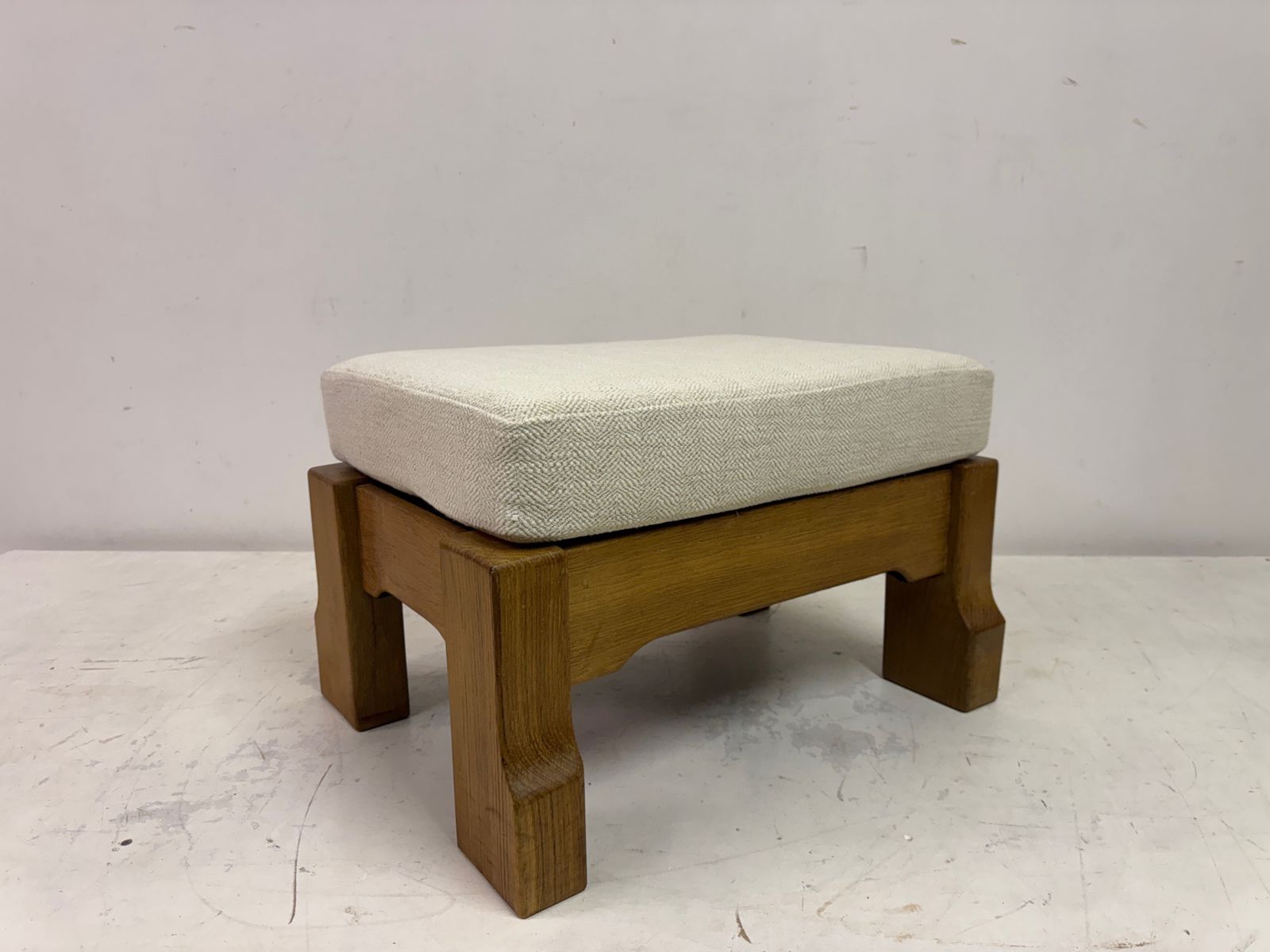 Belgian Oak Stool By De Puydt In Neutral Fabric photo furniture