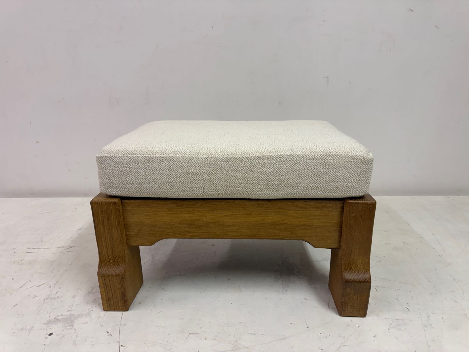 Belgian Oak Stool By De Puydt In Neutral Fabric photo for sale