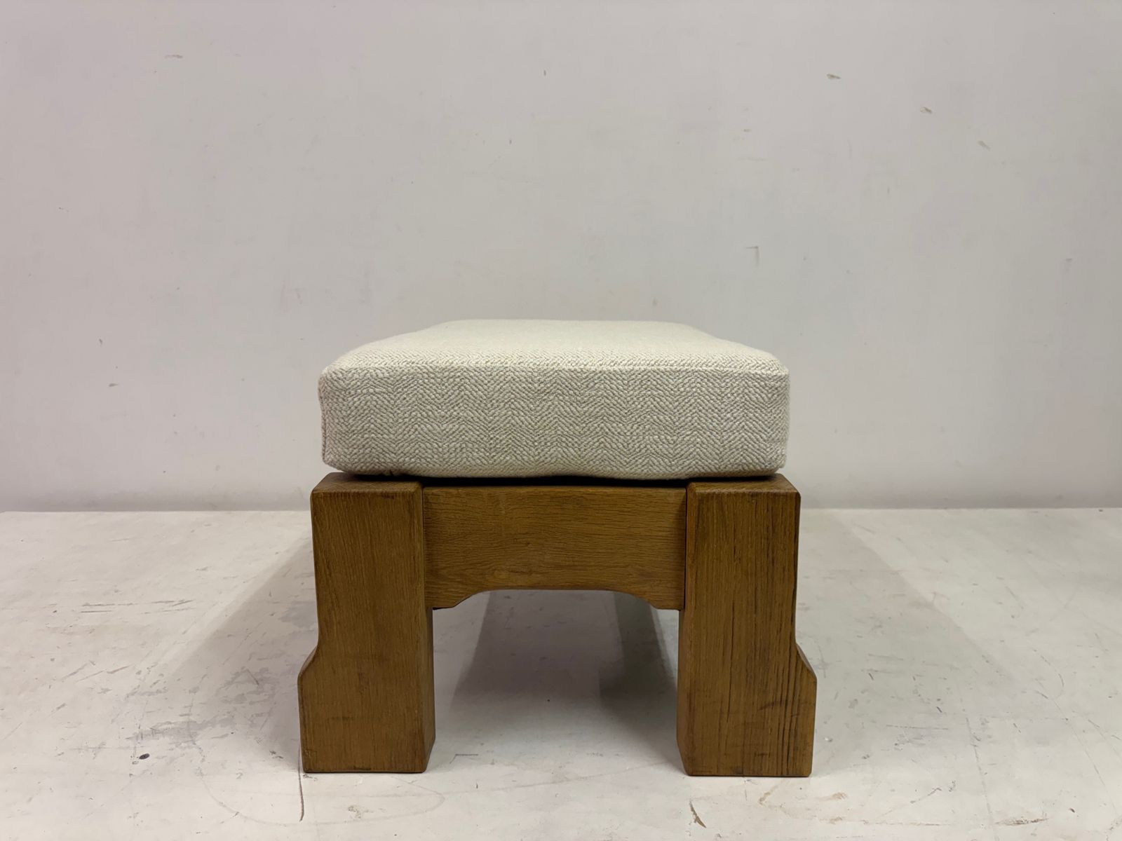 Furniture Belgian Oak Stool By De Puydt In Neutral Fabric photo