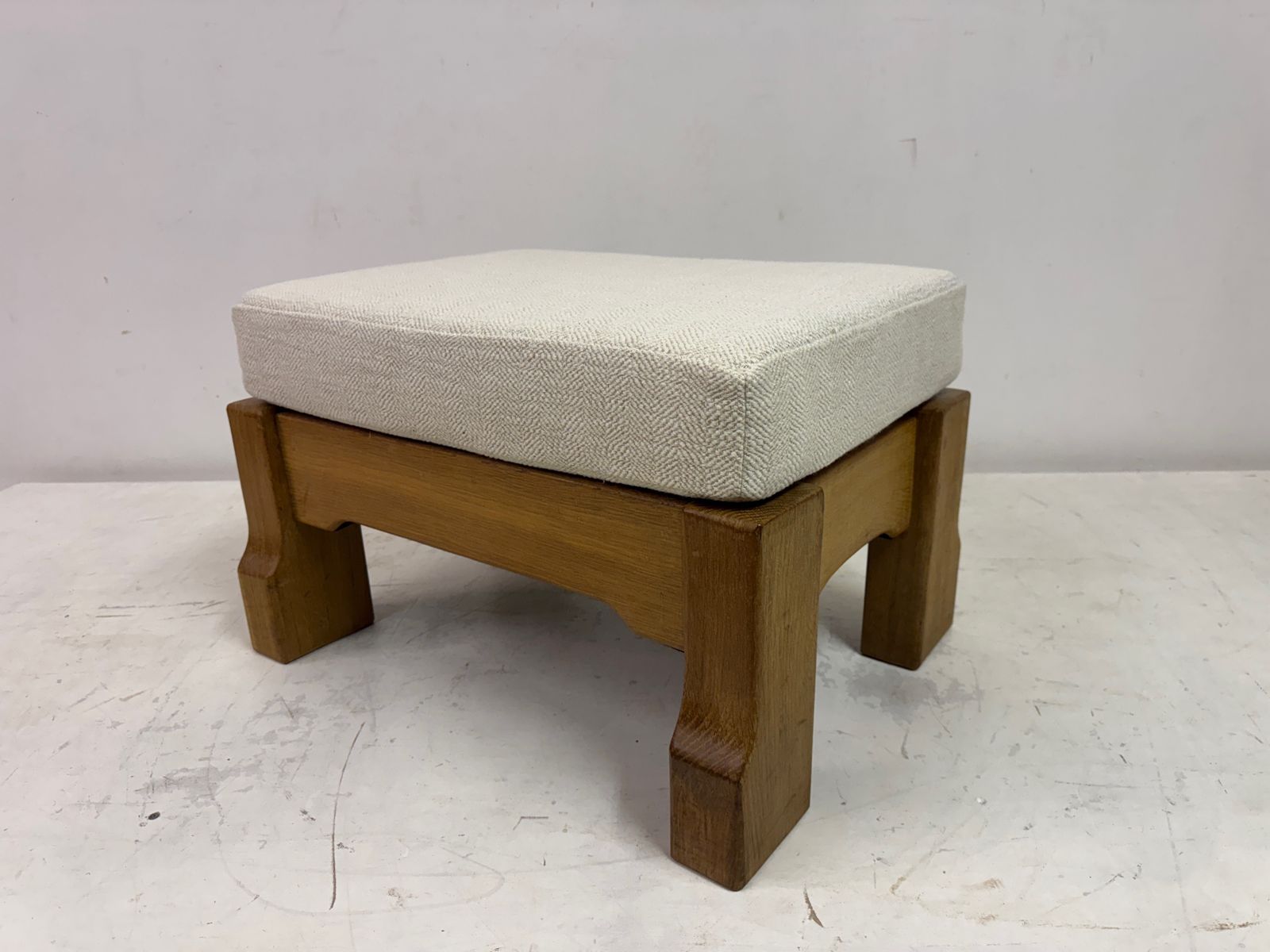 475.0 Belgian Oak Stool By De Puydt In Neutral Fabric photo