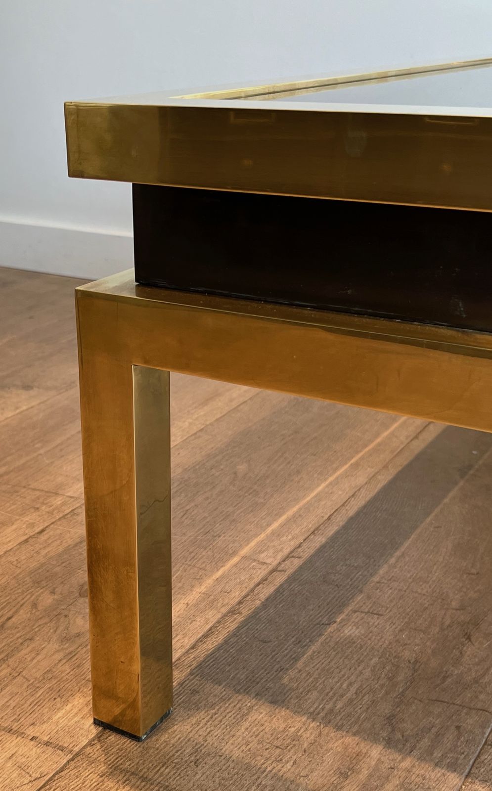 Brass And Black Lacquer Coffee Table By Guy Lefèvre For Maison Jansen photo buy