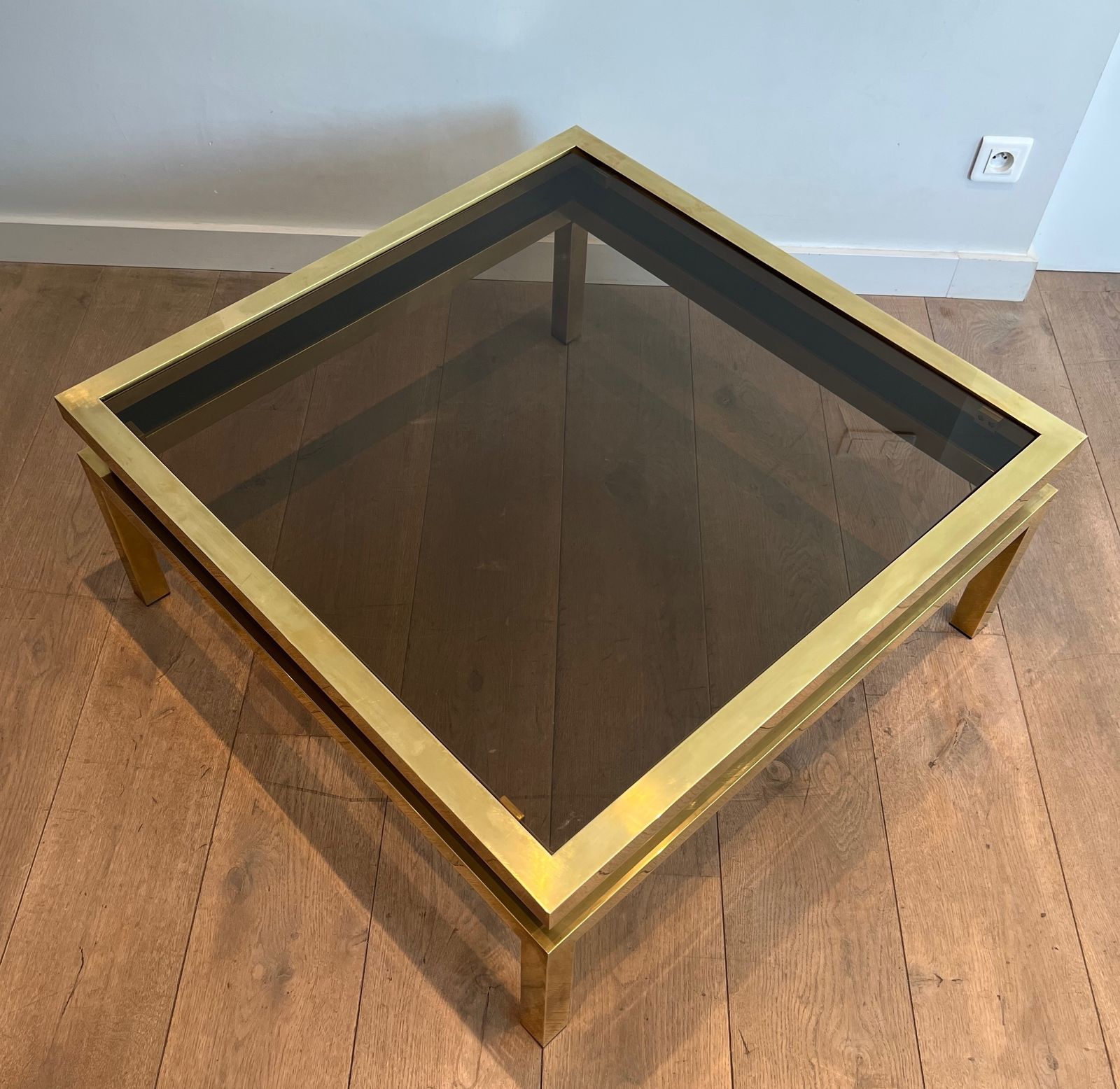2950.0 Brass And Black Lacquer Coffee Table By Guy Lefèvre For Maison Jansen photo