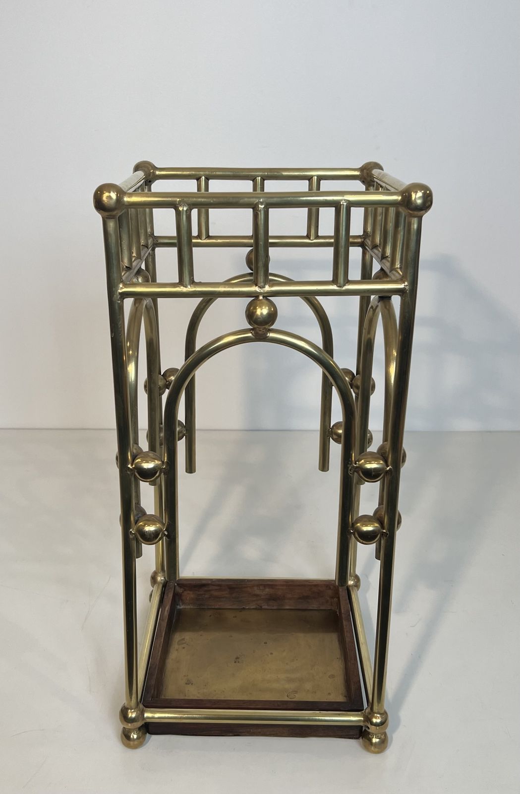 Modernist Brass Umbrella Stand In The Style Of Joseph Hoffmann photo furniture