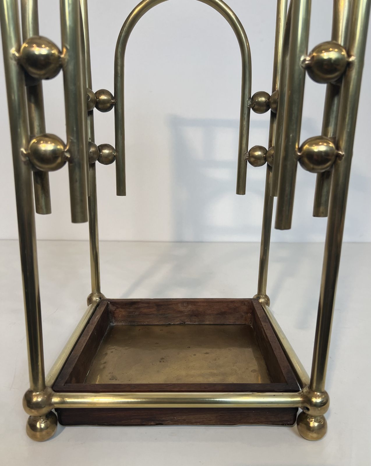 Modernist Brass Umbrella Stand In The Style Of Joseph Hoffmann photo vinterior