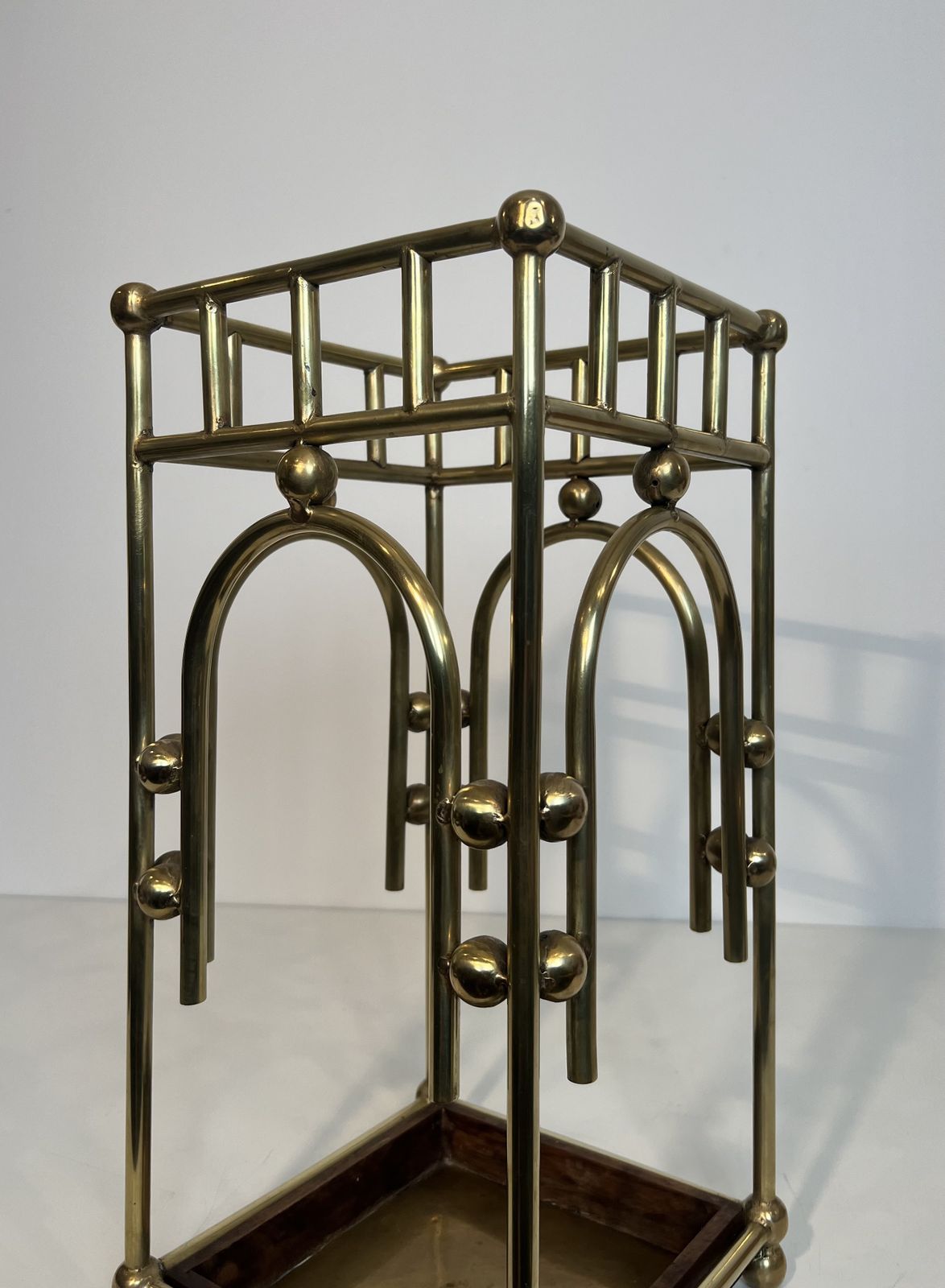 Modernist Brass Umbrella Stand In The Style Of Joseph Hoffmann photo buy
