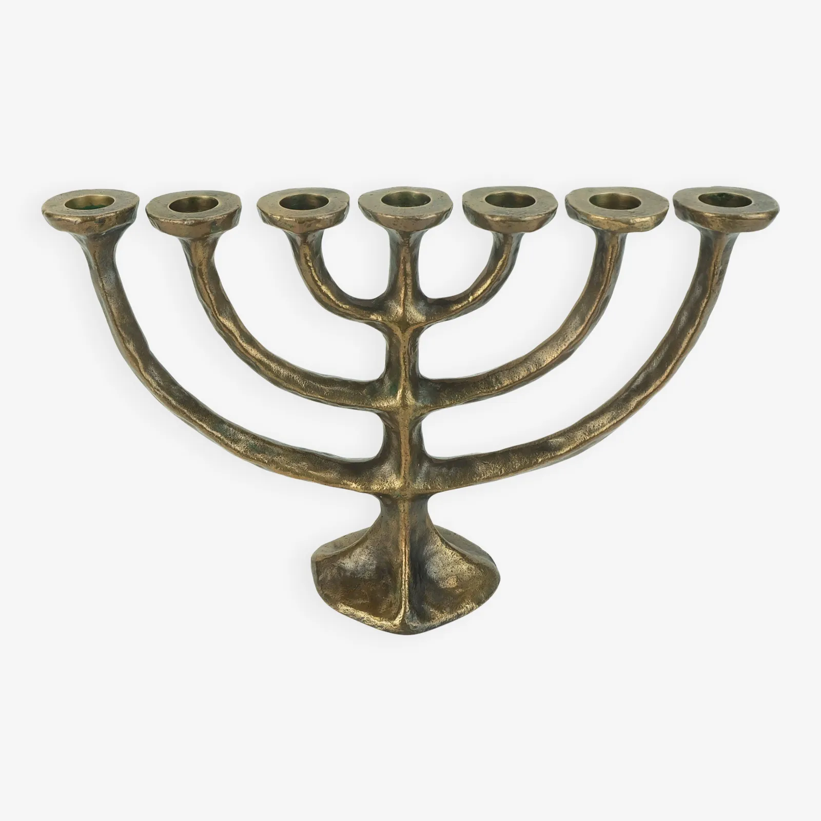 7 Armed Cand1960s 70s Mid Century Brutalist Bronze Candelabra