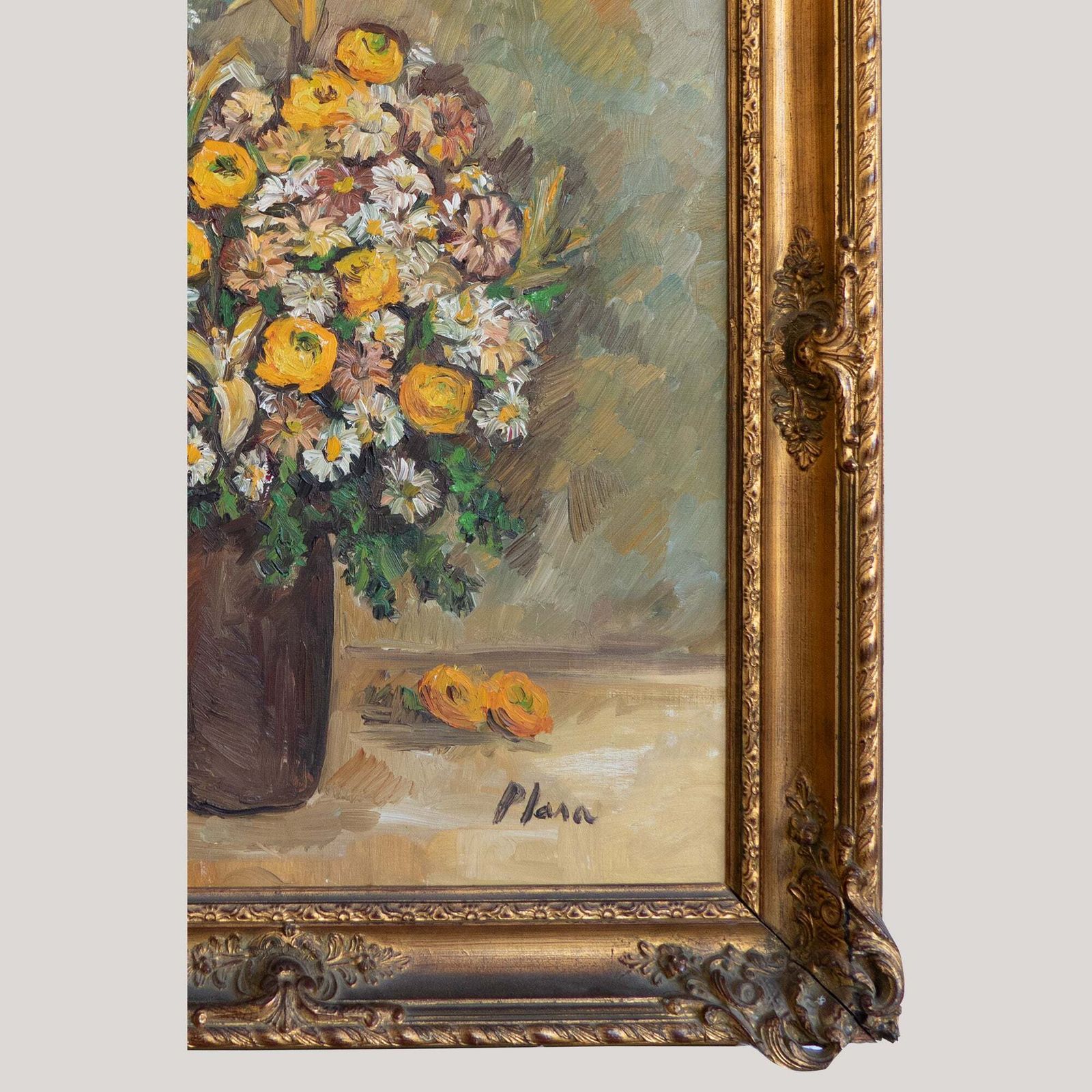 Radiant Blooms In Golden Light – Floral Still Life By Francesca Plasa photo for sale