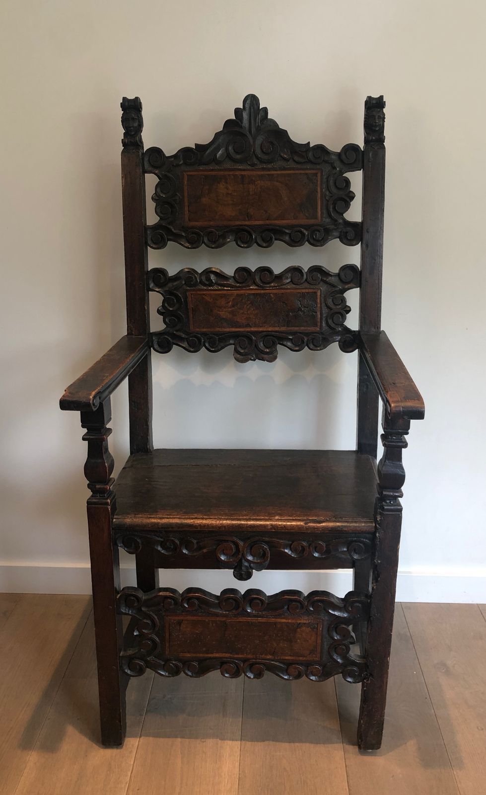 Set Of An Italian Renaissance Period Armchair And Pair Of Walnut Chairs photo Furniture