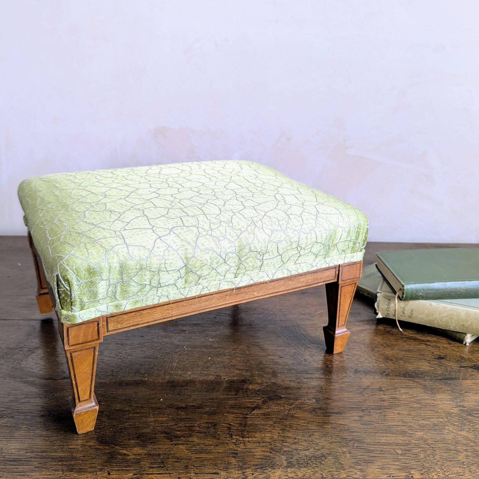 An Antique French Upholstered Footstool C1900 Zoffany Fabric photo 135.0
