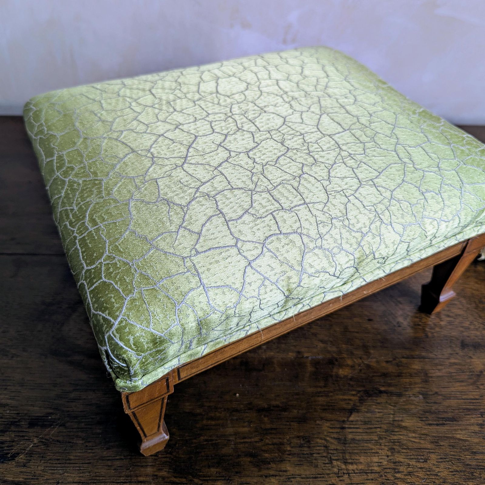 An Antique French Upholstered Footstool C1900 Zoffany Fabric photo vinterior