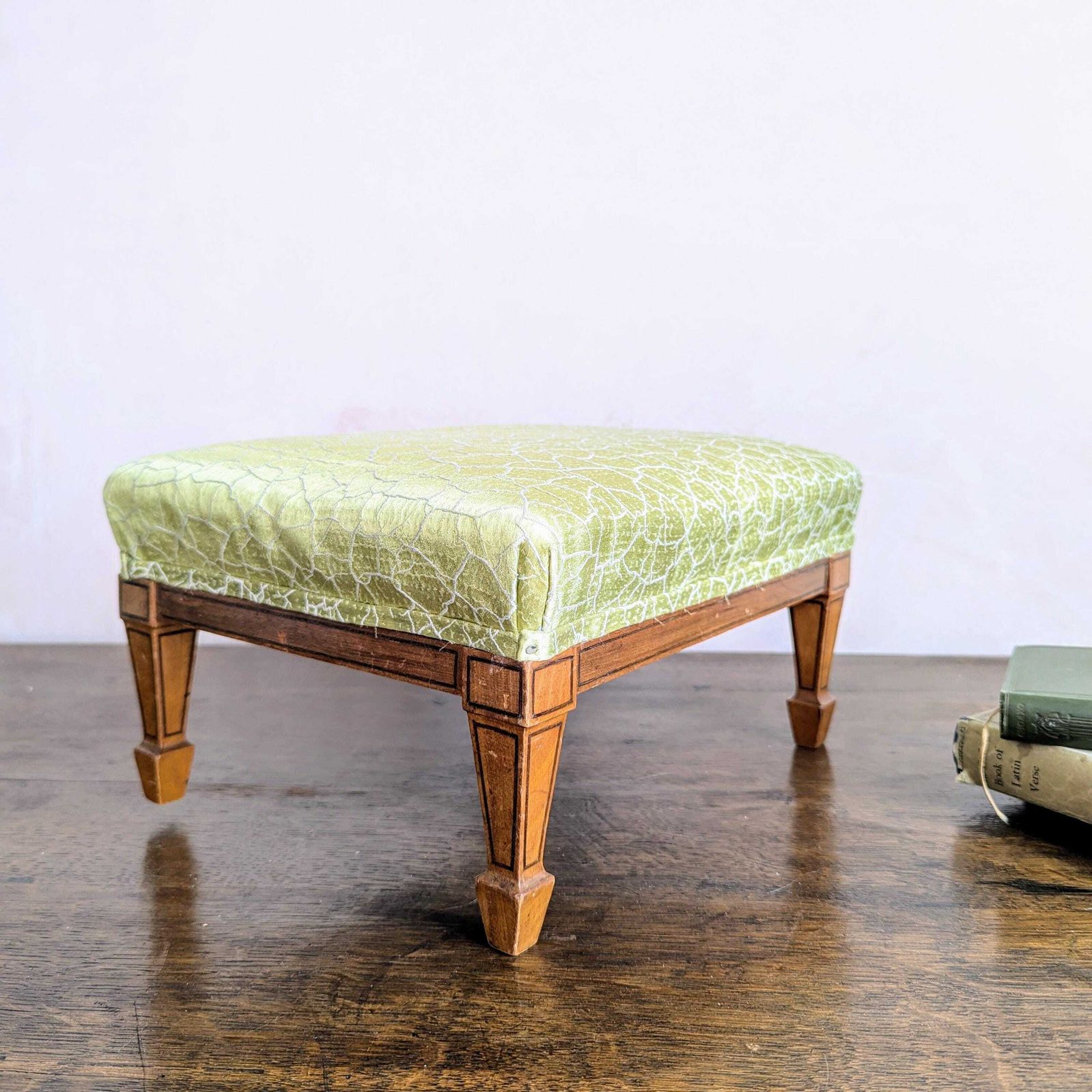 An Antique French Upholstered Footstool C1900 Zoffany Fabric photo buy