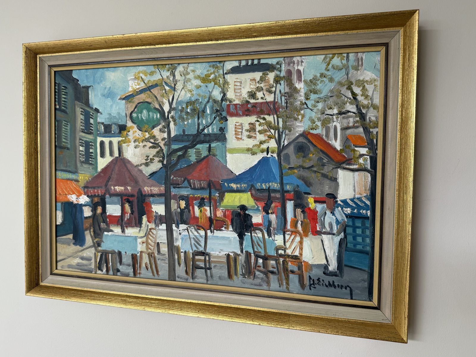 Parisian Café Scene Oil Painting By Swedish Artist Jack Eichborn photo vinterior