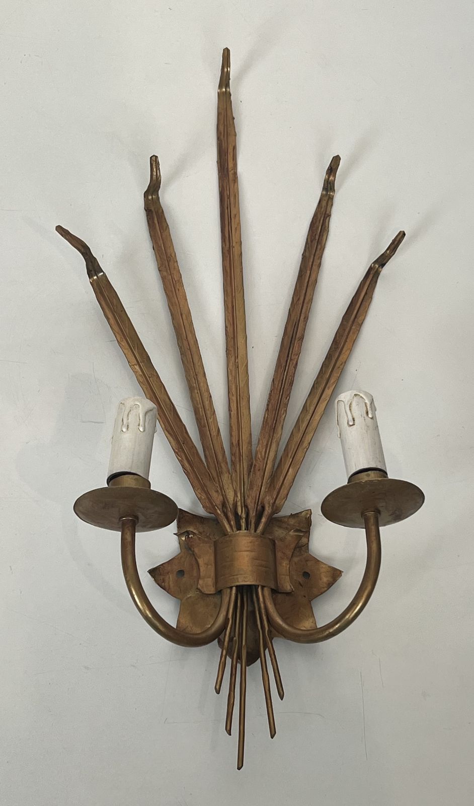 photo buy Pair Of Golden Sconces With Ears Of Wheat In The Style Of Coco Chanel