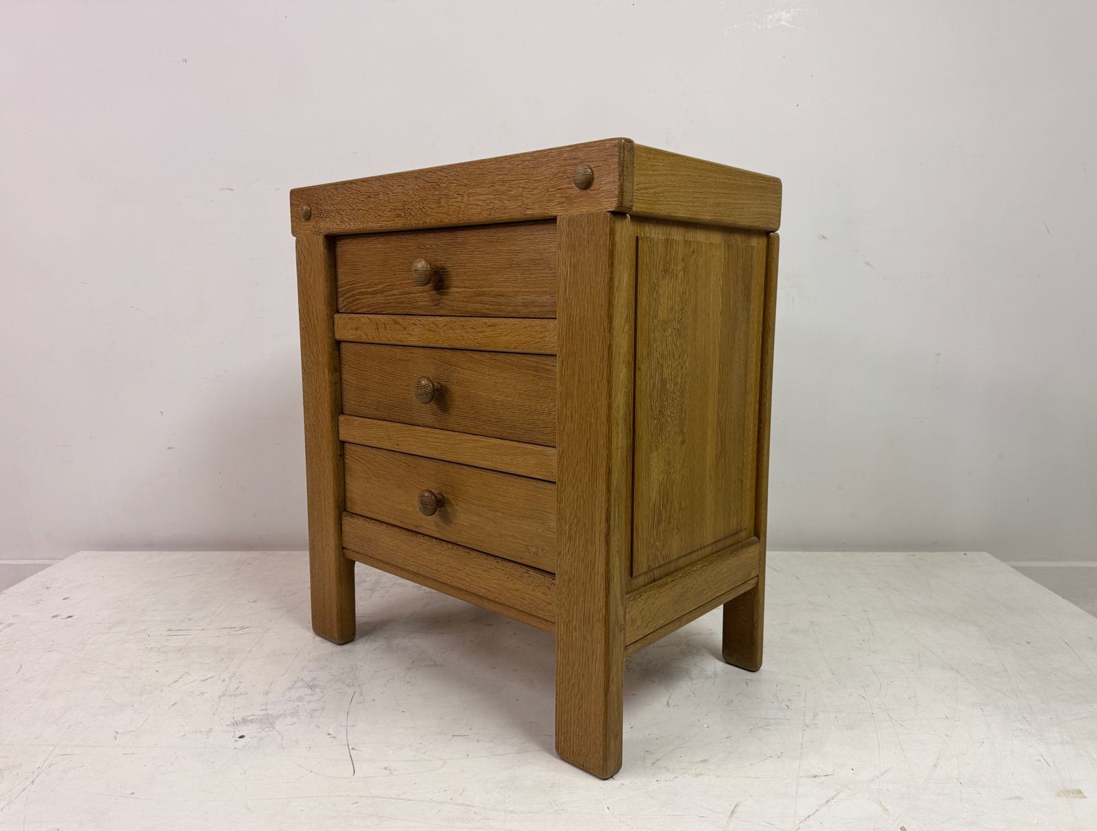 Brutalist Three Drawer Oak Chest Of Drawers photo for sale