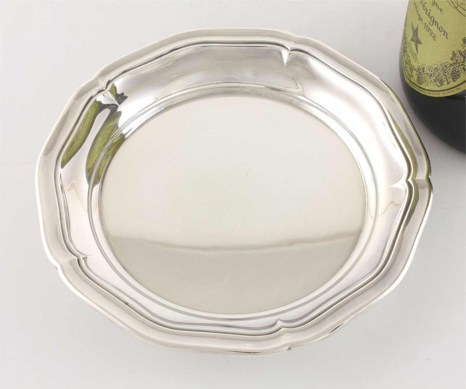 Home Decor Antique French Silver Plate Christofle Champagne Wine Bottle Coaster Tray. photo