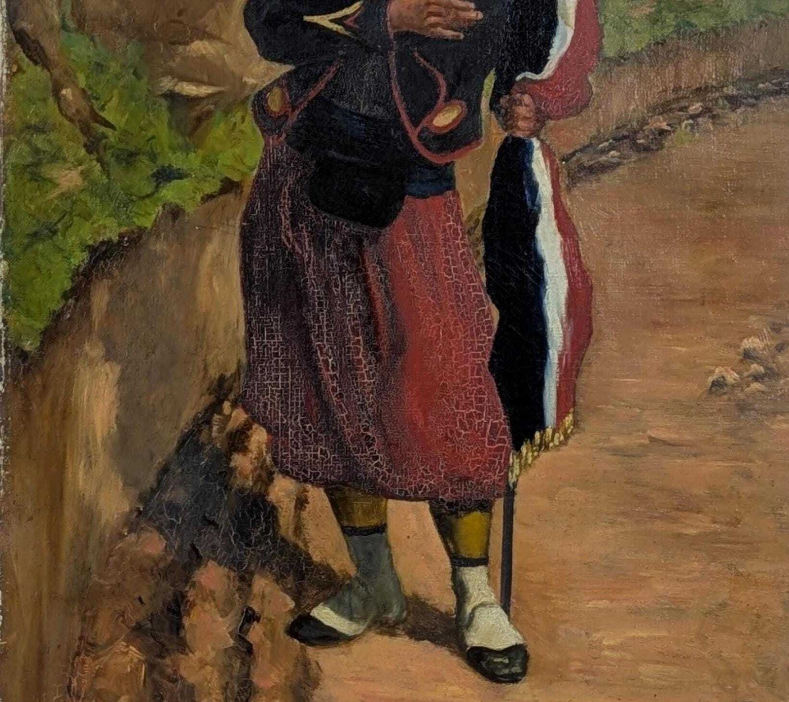 French Zouave Soldier Painting Antique Military Art Circa 1900 Collectible Wall Hanging, Old Gallery Wall Art, Rustic Militaria Folk Art photo buy