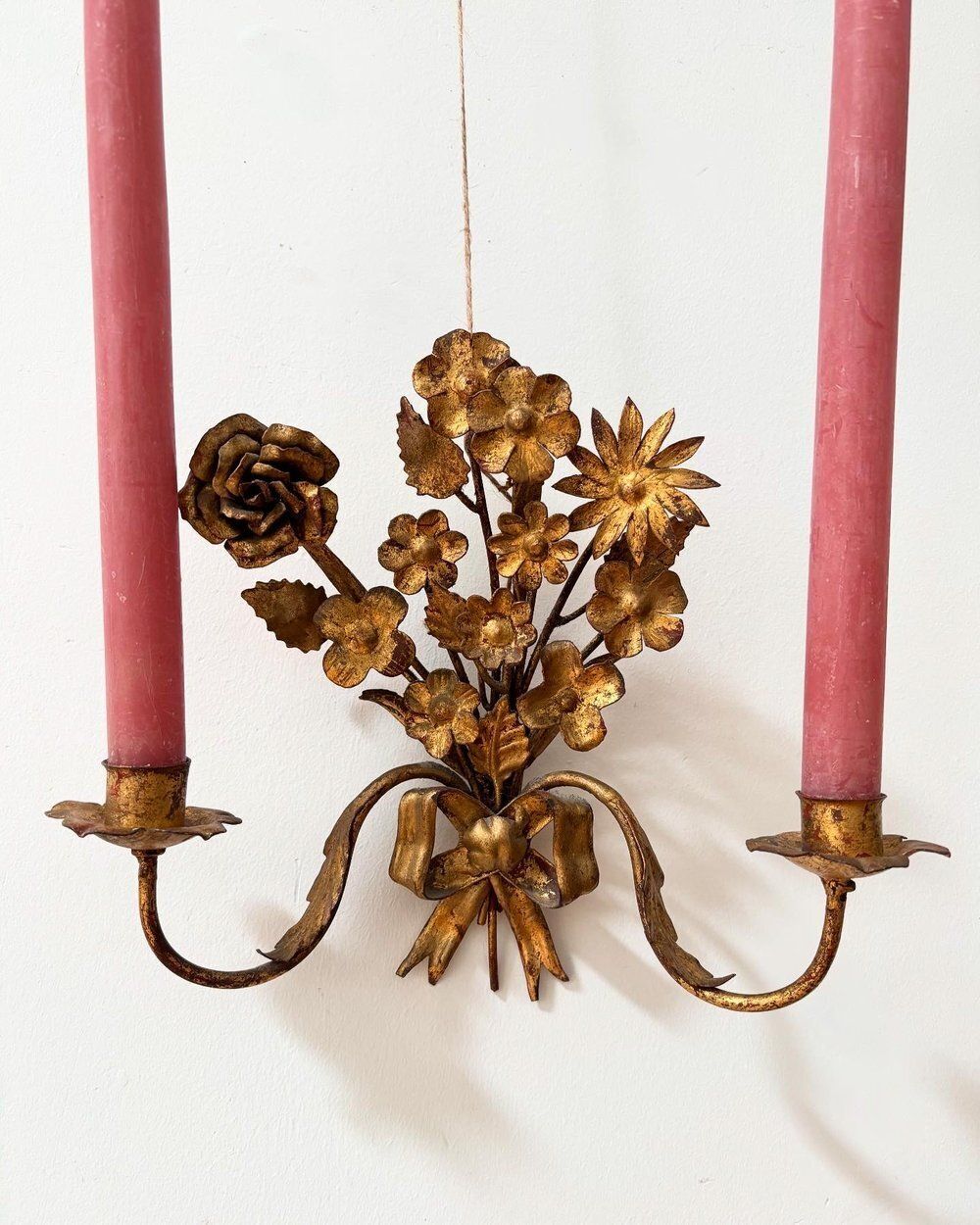 Set Of 4 French Gilt Toleware Sconces photo for sale