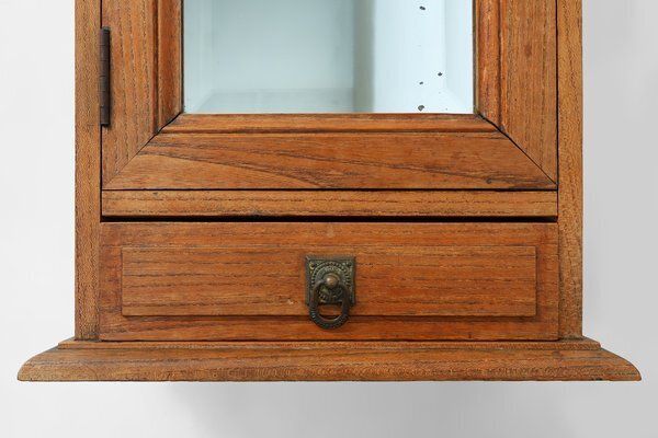 Art Deco Shaving Cabinet In Oak With Beveled Mirror, France, 1900s photo buy