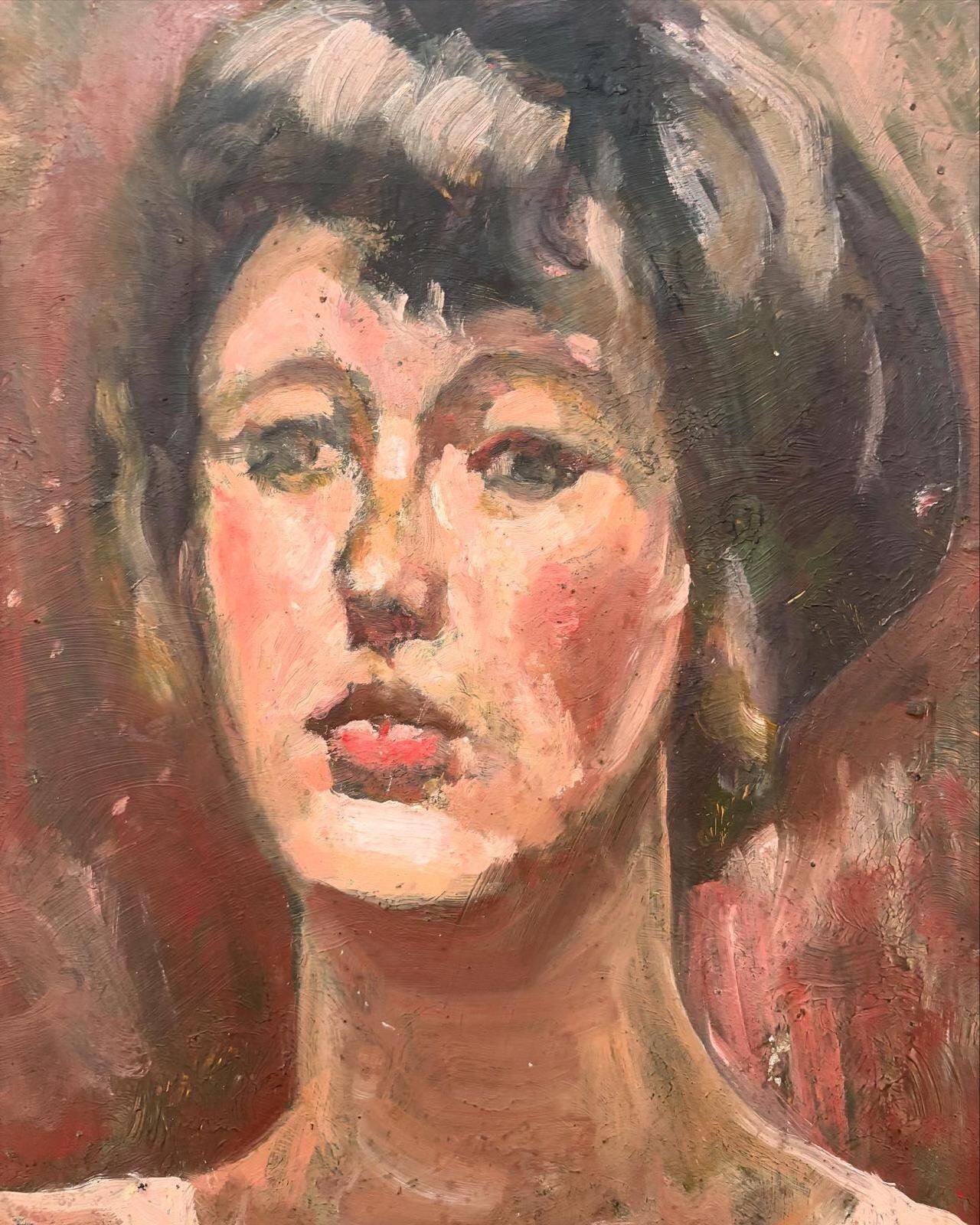 Female Portrait, Oil On Board, 1960s photo for sale