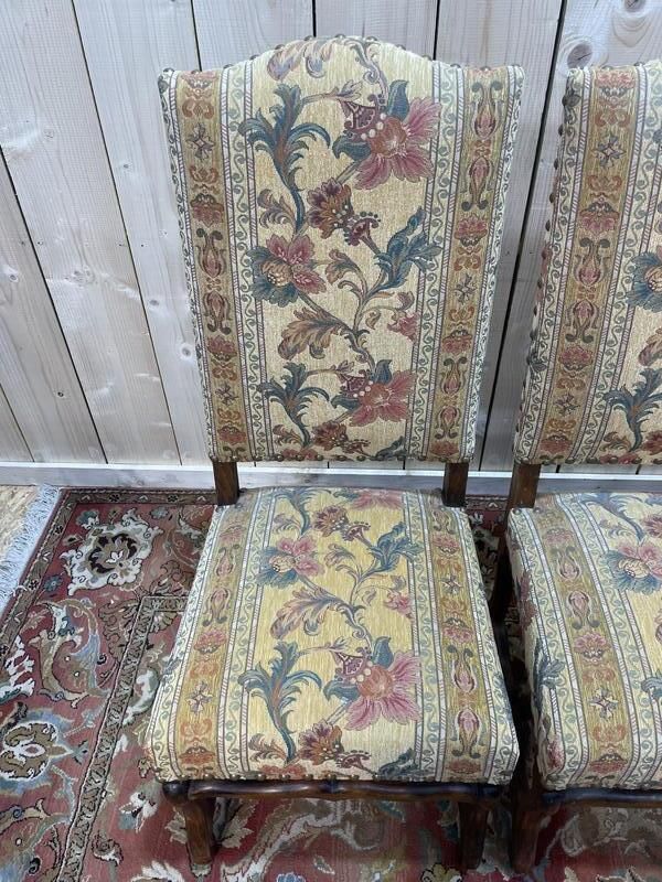 photo for sale Suite De 4 Louis XIII Os De Mouton Tissu Fleurs