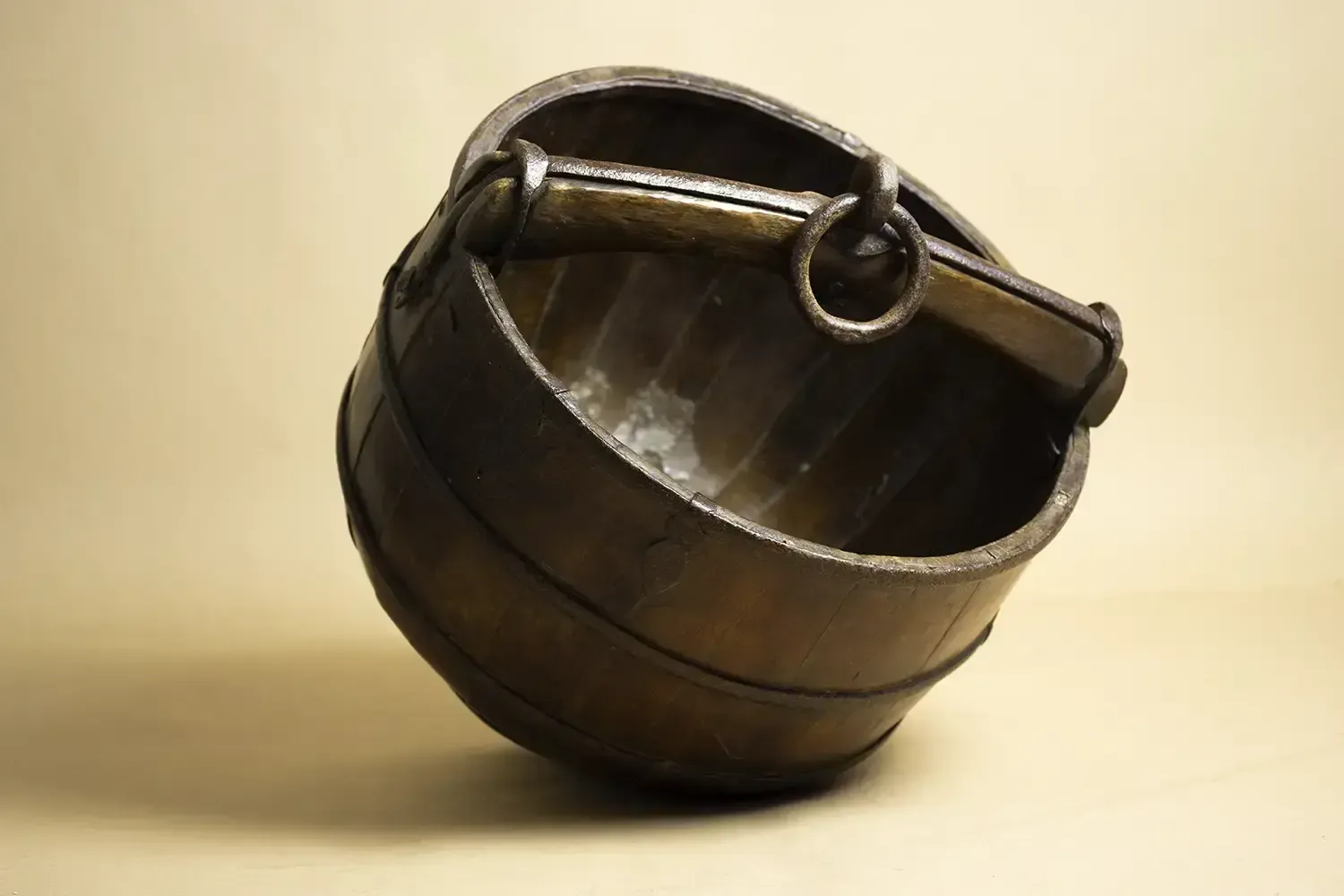 Chinese Wooden Bucket – Antique Coopered Well Bucket With Iron Banding photo furniture