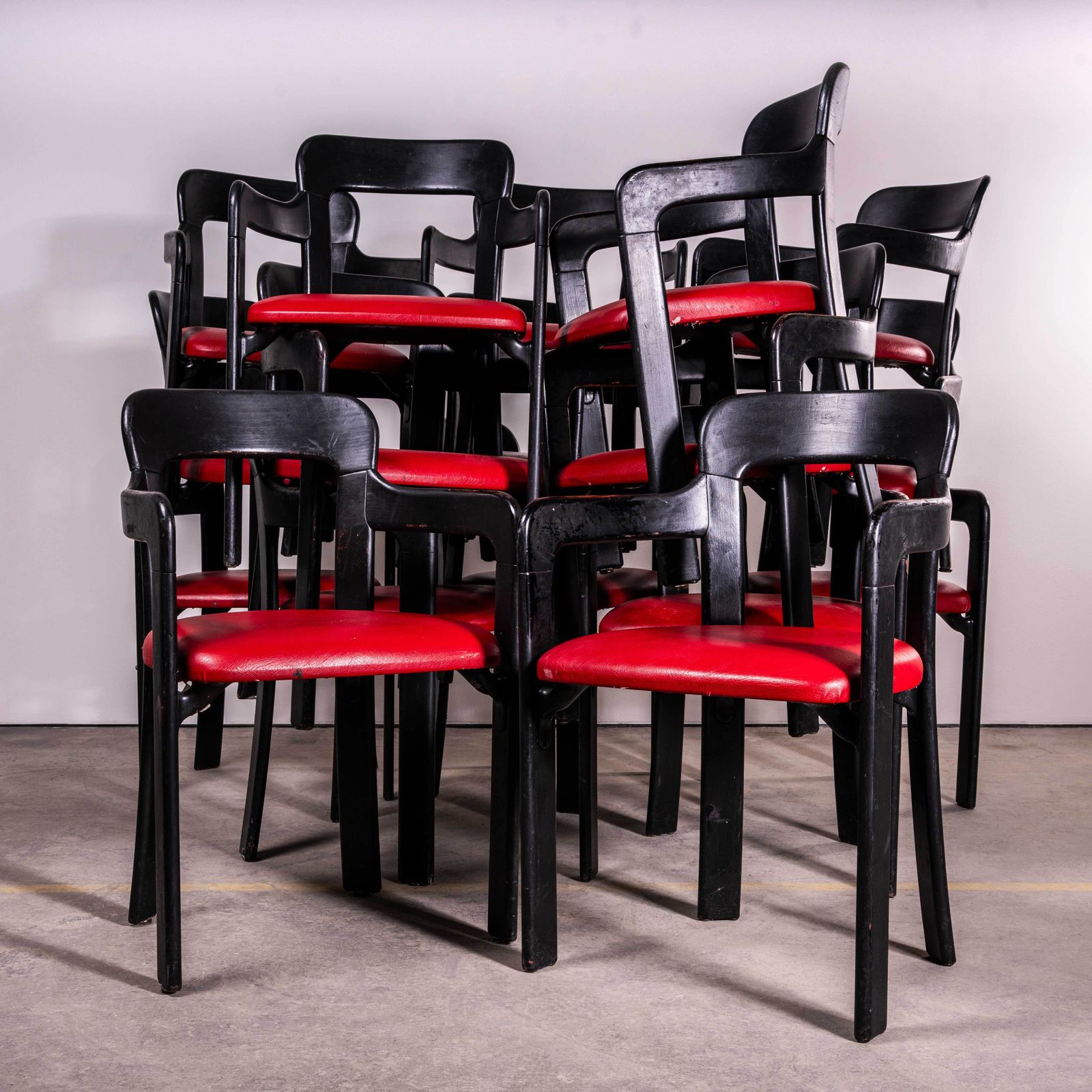1970’s Original Bruno Rey Ebonised Upholstered Armchairs – Set Of Six photo Furniture