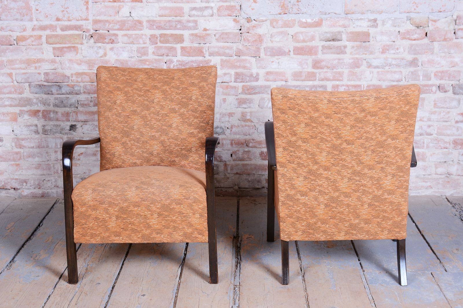 Pair Of Restored Art Deco Armchairs, Beech, Polish, Reupholstered, Czech, 1930s photo furniture