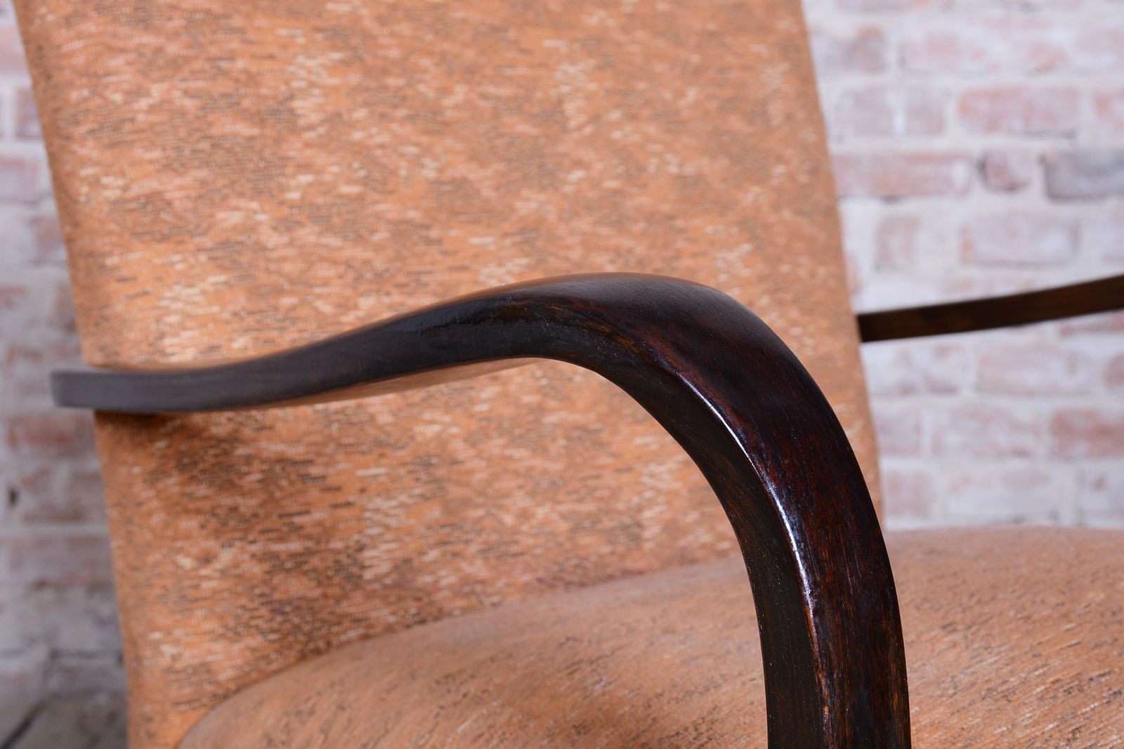 photo for sale Pair Of Restored Art Deco Armchairs, Beech, Polish, Reupholstered, Czech, 1930s