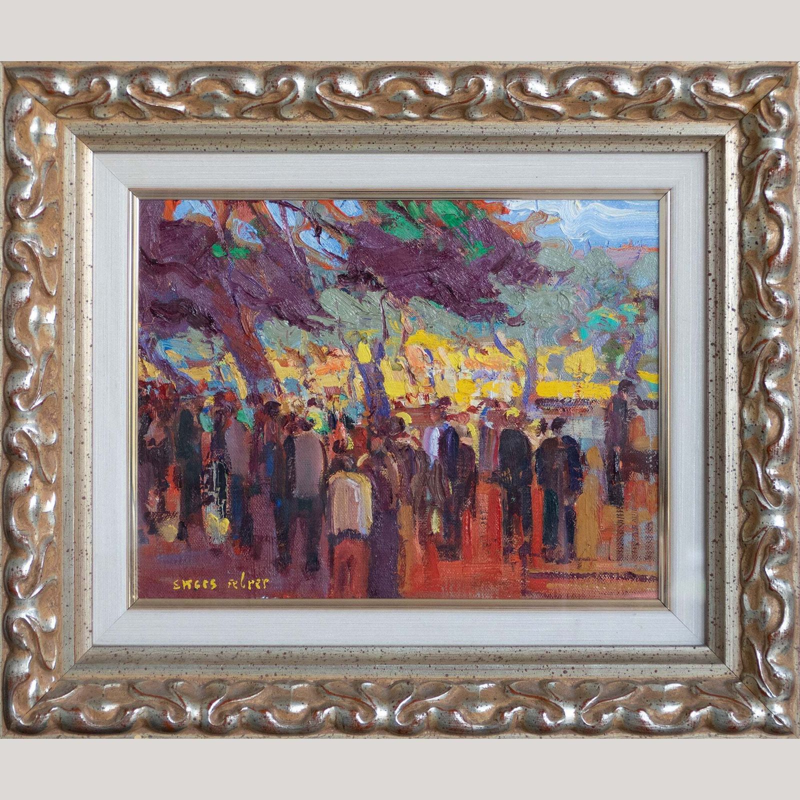 Mercado De Sineu – Original Oil Painting By Mateu Sitges Febrer | Mallorcan Market Scene photo furniture
