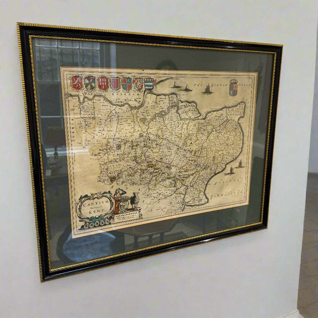 Finely Engraved 17th Century Map Of Kent Which Was Published In Joan Blaeu’s Theatrum Orbis Terrarum Sive Atlas Novus (Amsterdam: Latin Text Edition,