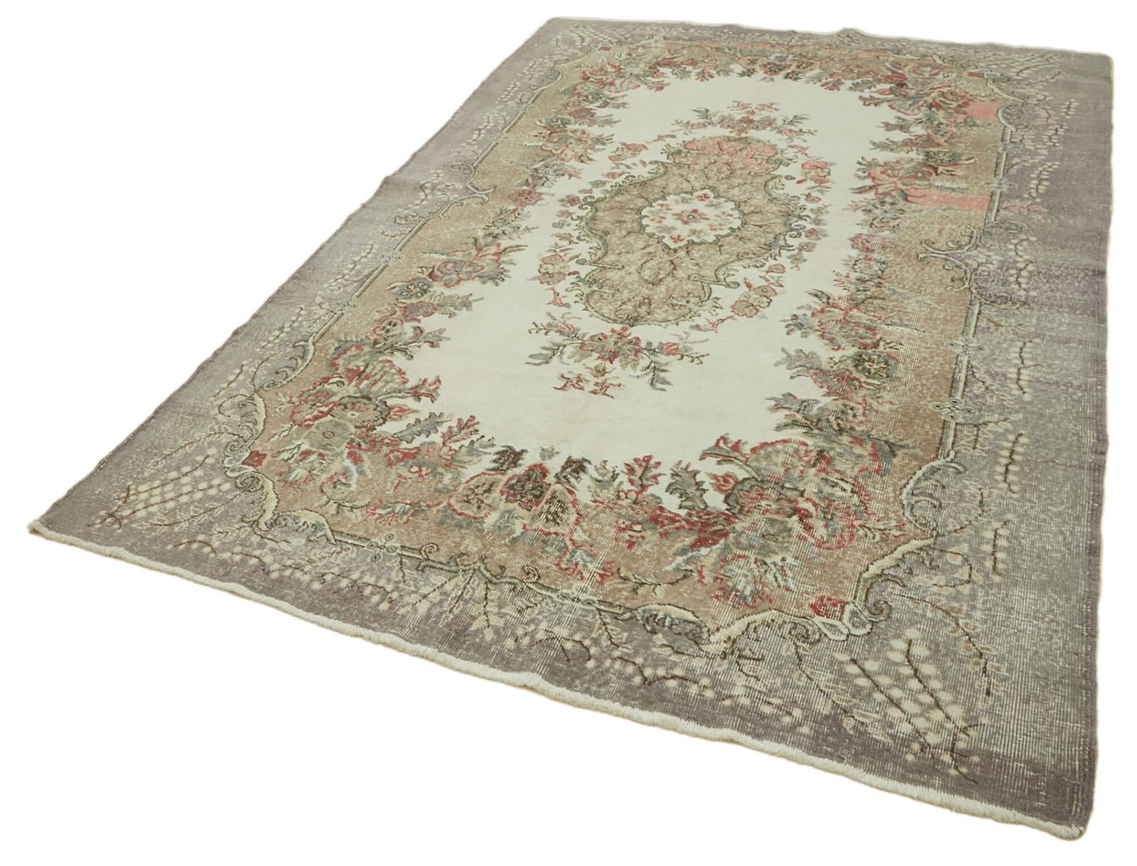 7x11 Beige Turkish Vintage Area Rug   46319 photo for sale