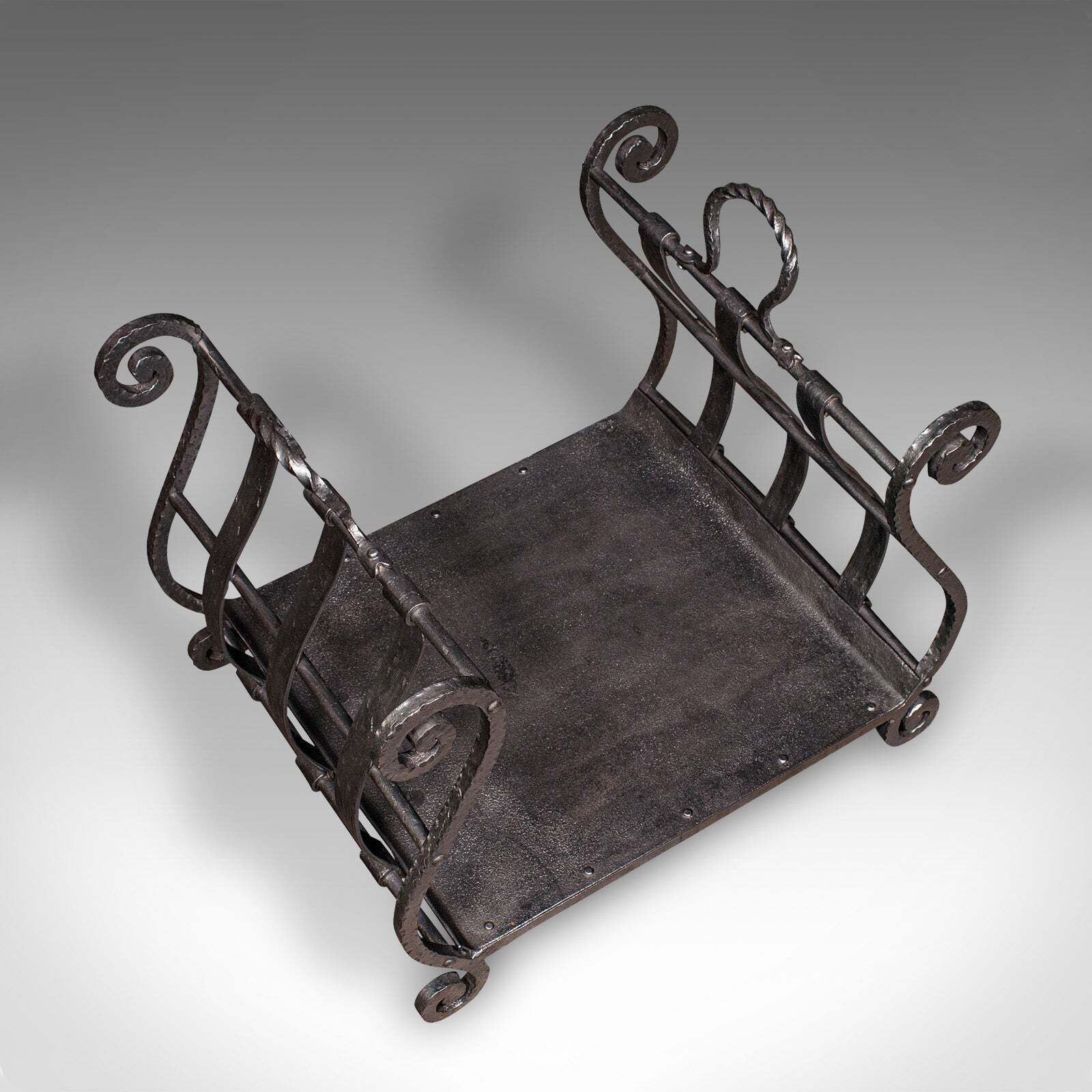 Antique Log Layer, English, Wrought Iron Fireside Fuel Keeper, Victorian, C.1850 photo vinterior