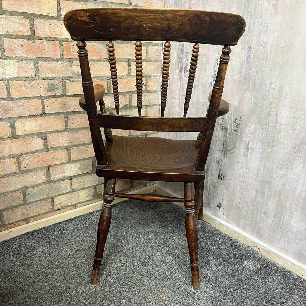 photo furniture Antique 20thc Wooden Carver Armchair Ornate Beaded Back Turned Legs