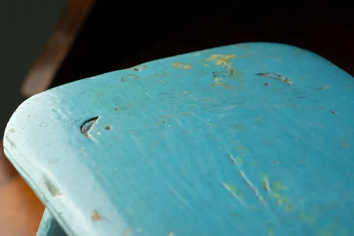 Late 19th–Early 20th Century Antique Milking Stool – Naïve Rustic Form In Blue photo for sale