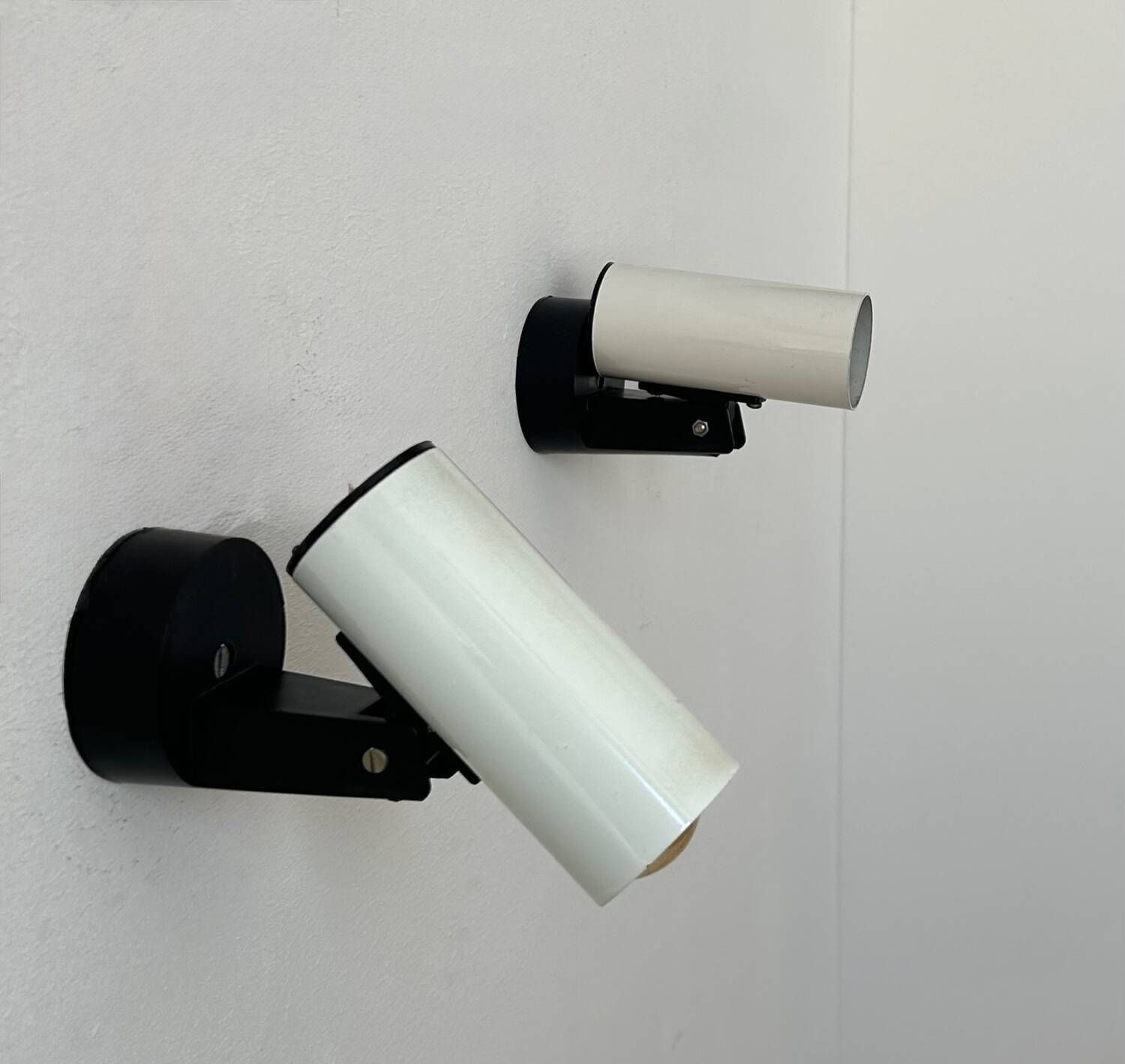 Pair Of Vintage Adjustable Wall Lights, White Metal, France 1970 photo 260.0